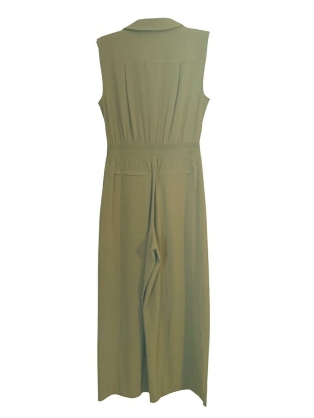 Athleta Brooklyn Wide Leg Jumpsuit Olive Green Sleeveless Mock Neck Utility Sz 2 - Picture 3 of 13